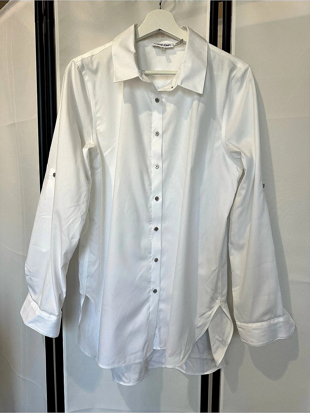 Calvin Klein Roll Tab Button-Down Shirt White Medium